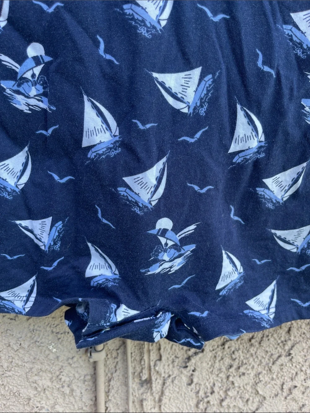 Ralph Lauren Navy and White Sailboat Polo Romper Shorts Jon Jon